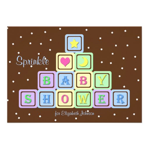 Baby Boy Sprinkle Shower Invitation - Baby Blocks