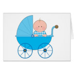 Baby Boy Stroller Greeting Cards