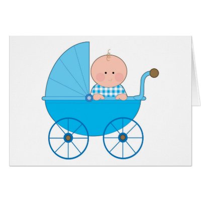 Baby Boy Stroller Greeting Cards by Maria_K_Bell