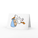 Baby Boy Twins with Stork Greeting Card