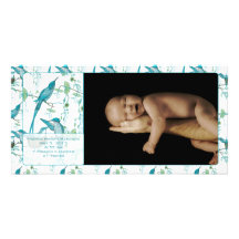 Baby Boy Vintage Baby Bird Picture Announcement Photo Greeting Card