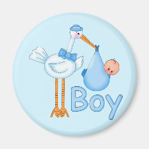 Baby Boy with Stork Magnet