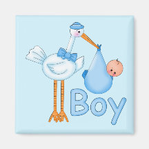 Baby Boy with Stork Refrigerator Magnet