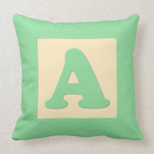 Baby building block throw pIllow letter A (green)