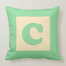 Baby building block throw pIllow letter C (green)