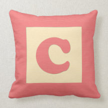 Baby building block throw pIllow letter C (red)