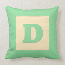 Baby building block throw pIllow letter D (green)