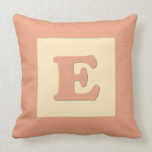 Baby building block throw pIllow letter E (orange)