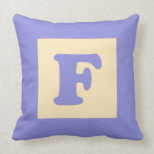 Baby building block throw pIllow letter F (blue)