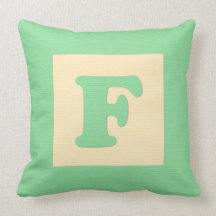 Baby building block throw pIllow letter F (green)