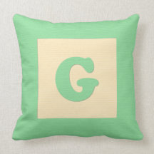 Baby building block throw pIllow letter G (green)