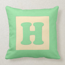 Baby building block throw pIllow letter H (green)