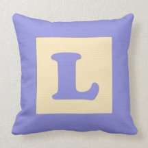 Baby building block throw pIllow letter L (blue)