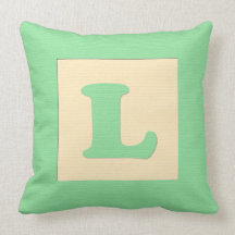 Baby building block throw pIllow letter L (green)