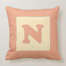 Baby building block throw pIllow letter N (orange)
