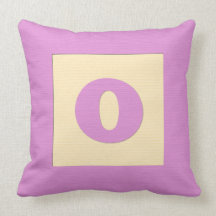 Baby building block throw pIllow letter O (pink)