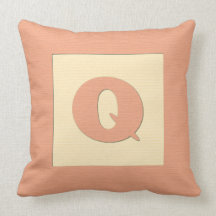 Baby building block throw pIllow letter Q (orange)
