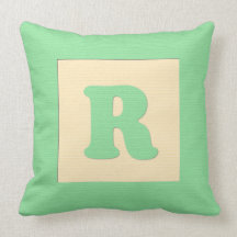 Baby building block throw pIllow letter R (green)