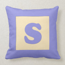 Baby building block throw pIllow letter S (blue)