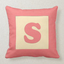 Baby building block throw pIllow letter S (red)