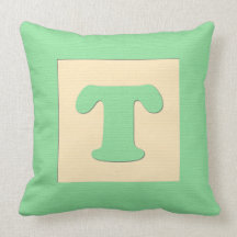 Baby building block throw pIllow letter T (green)