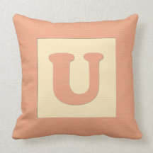 Baby building block throw pIllow letter U (orange)