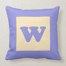 Baby building block throw pIllow letter W (blue)