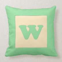 Baby building block throw pIllow letter W (green)