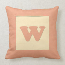 Baby building block throw pIllow letter W (orange)