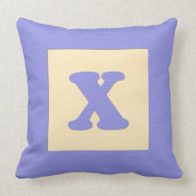 Baby building block throw pIllow letter X (blue)