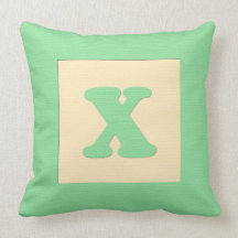 Baby building block throw pIllow letter X (green)