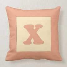 Baby building block throw pIllow letter X (orange)