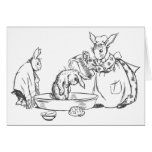 Baby Bunnies Bathed by Mother Greeting Cards