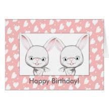 Baby Bunnies Happy Birthday Card