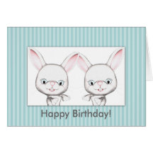 Baby Bunnies Happy Birthday Card