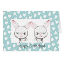 Baby Bunnies Happy Birthday Card