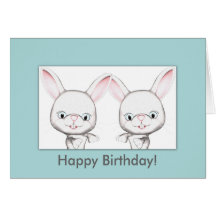 Baby Bunnies Happy Birthday Card