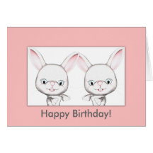 Baby Bunnies Happy Birthday Card
