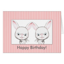 Baby Bunnies Happy Birthday Card