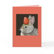 baby bunny with strawberry card