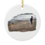 Baby Chasing Man on Beach Art Christmas Tree Ornament