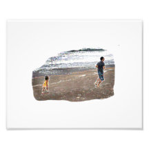 Baby Chasing Man on Beach Art Photo Art