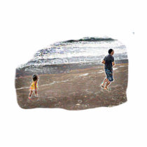 Baby Chasing Man on Beach Art Photo Cut Outs
