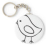 Baby Chicken in Black and White Sketch Keychain