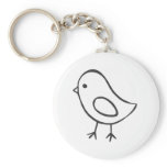 Baby Chicken in Black and White Sketch Keychain