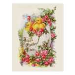Baby Chicks and Roses Vintage Easter Postcard
