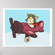 Baby cow riding a airplane Poster