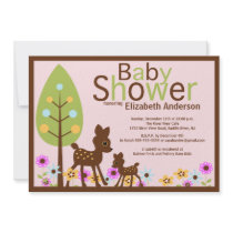 Baby Deer Girl Baby Shower Invitation