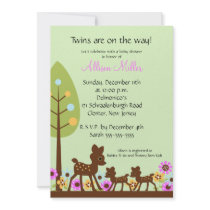 Baby Deer TWINS Baby Shower Invitation