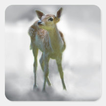 Baby deer's curiosity square sticker